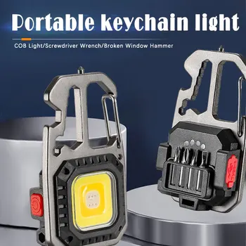 מיני פנס LED עובד אור חיצוני קמפינג אור קוב מחזיק מפתחות אור נייד בכיס ברגים מברג בטיחות פטיש